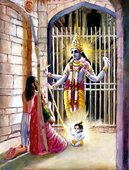 Krishna erscheint Vasudeva und Devaki im Gef&auml;ngnis